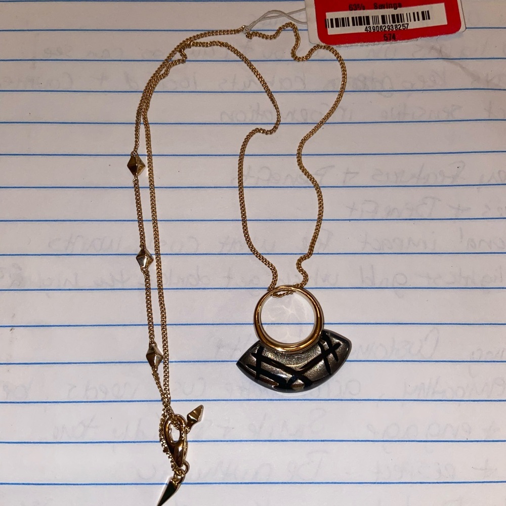 Gold and Black Geometric Pendant Necklace